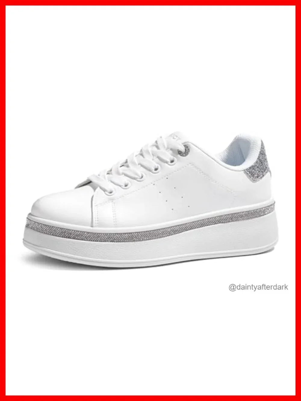 Glitter Platform Sneakers Women's Low Top Lace Up Anti-Slip Streetwear